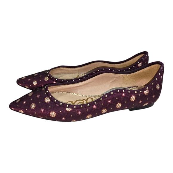 Sam Edelman Rivera Flat Wine PURPLE Jacquard Fabric Shoes size 8 - Picture 4 of 8